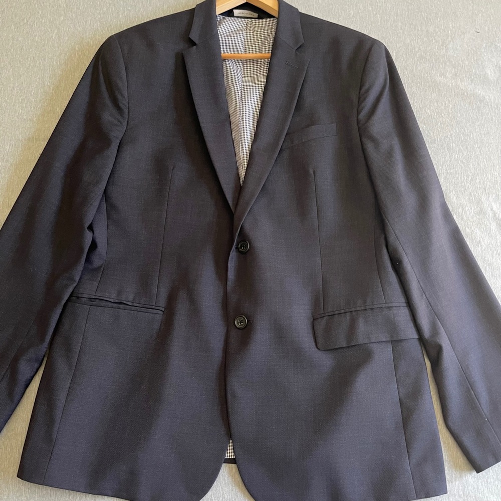 Banana Republic Blazer Mens Wool 42R Navy Blue Modern Slim Fit Italian Fabric - Picture 11 of 12